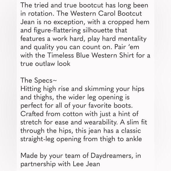 Lee x Daydreamer jeans black High Rise Crop Boot. NWT. 30 - Picture 3 of 10